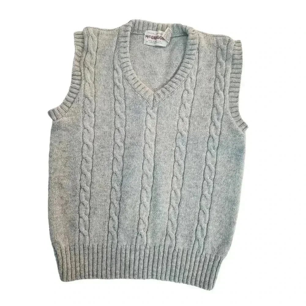 Vintage McGregor Vest Size M Light Blue Grey Wool Blend *See Description